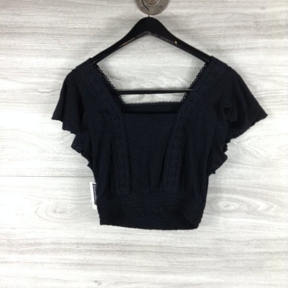 BP Black Square Neck Crochet Blouse - Picture 3 of 5